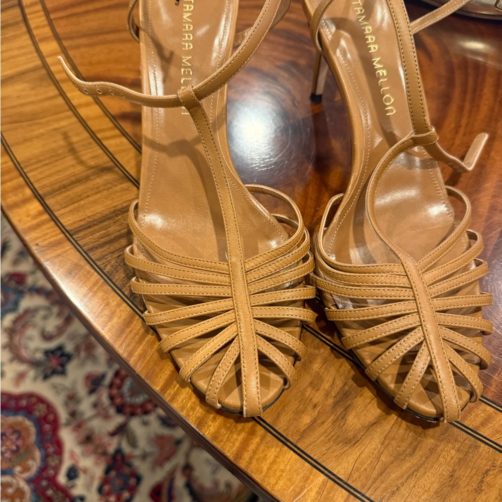 Tamara Mellon Camel Strappy Heels